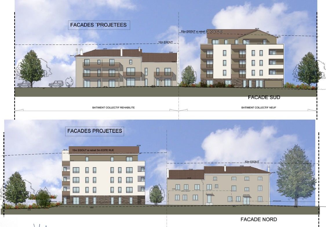 Façades du projet de logements à Pont-Évêque