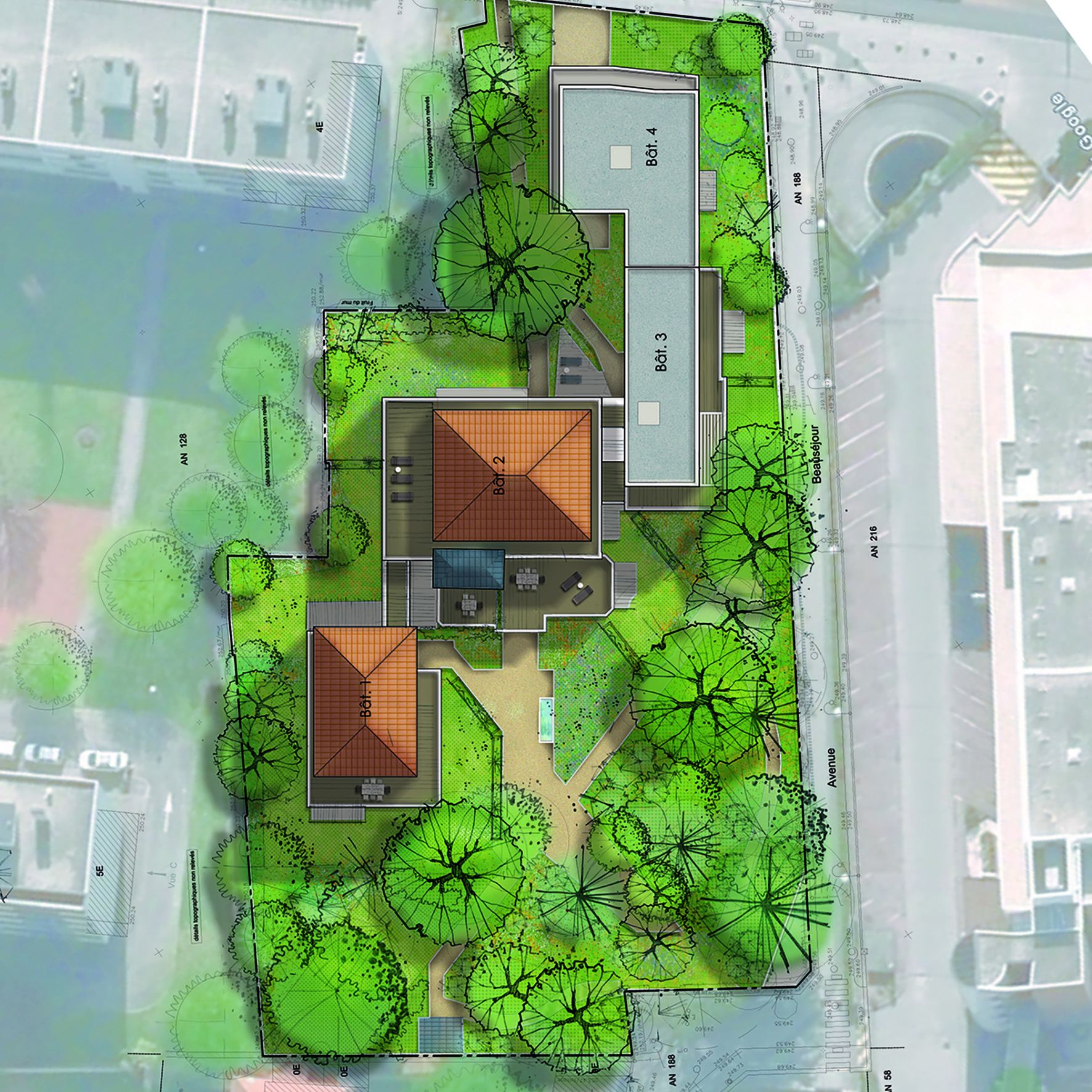 Plan masse de la résidence Sevea