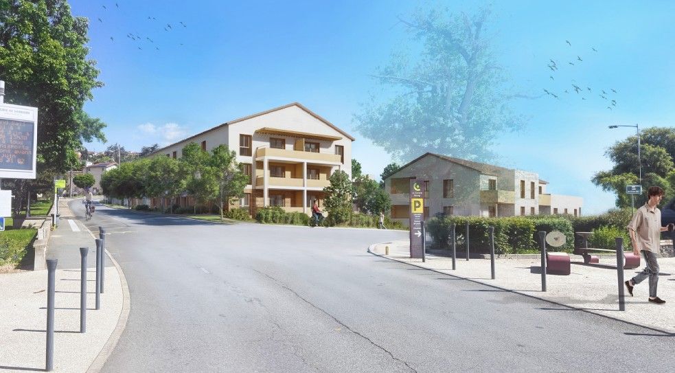 Insertion du projet de logements depuis la rue de la Flache à Sorbiers